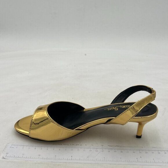 Milooey Gold Slingback Kitten Heels Elegant Peep Toe Single Strap Sandals - Picture 1 of 7